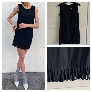 Anna Sui x Henri Bendel looped fringe black shift dress 20222